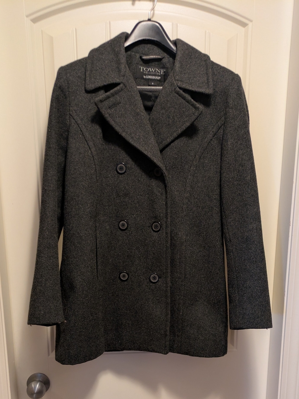London Fog Charcoal Double-Breasted Peacoat